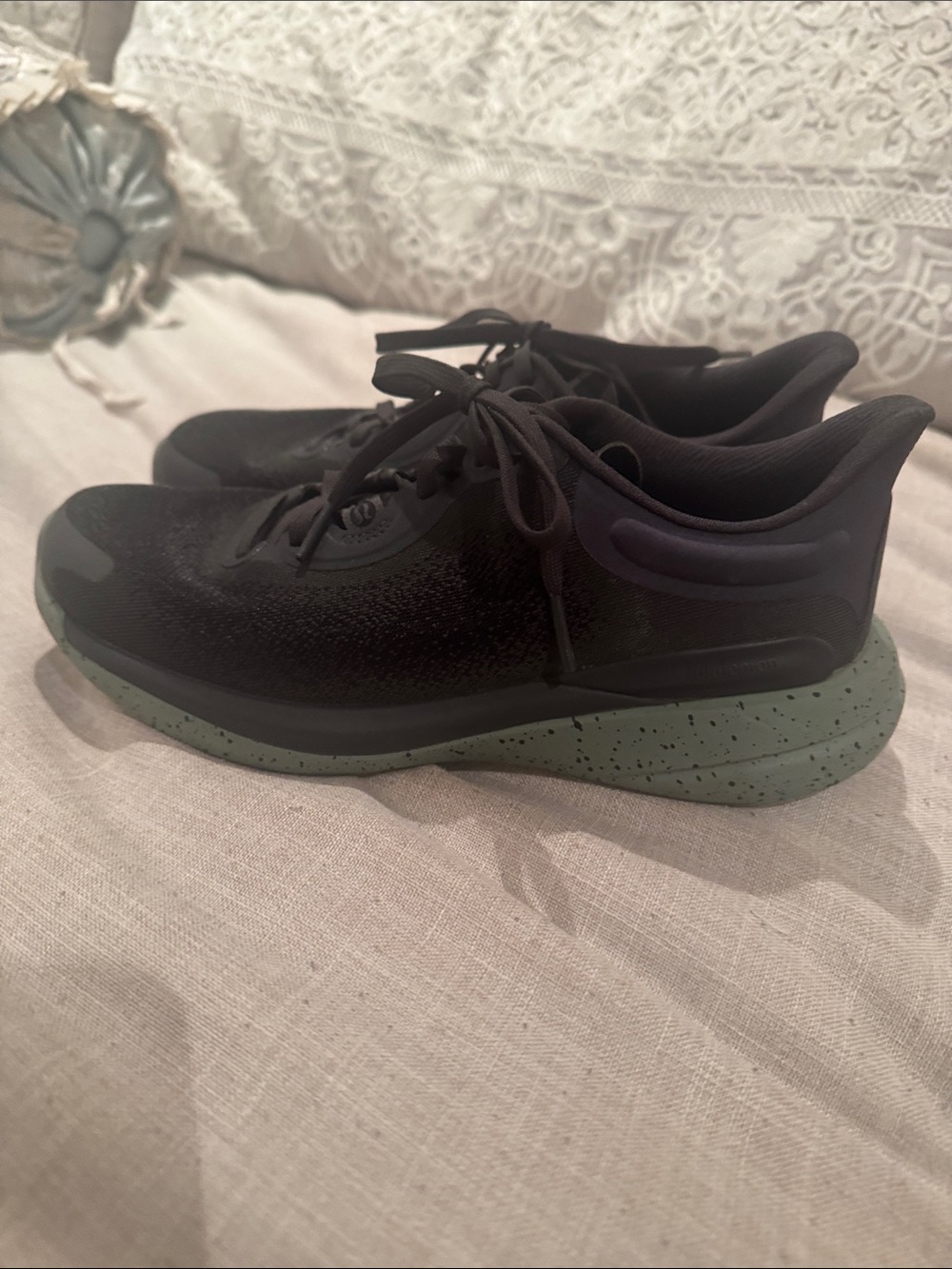 lululemon athletica Black and Mint Green Speckled-sole Sneakers